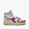 METALEN VARKENSLEDER GEBRUIKTE HOGE SNEAKER