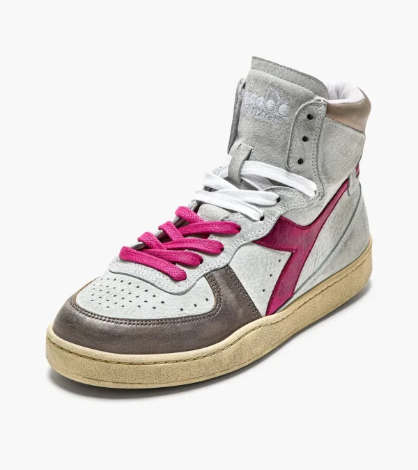 METALEN VARKENSLEDER GEBRUIKTE HOGE SNEAKER