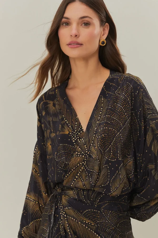 Mini dress golden foliage