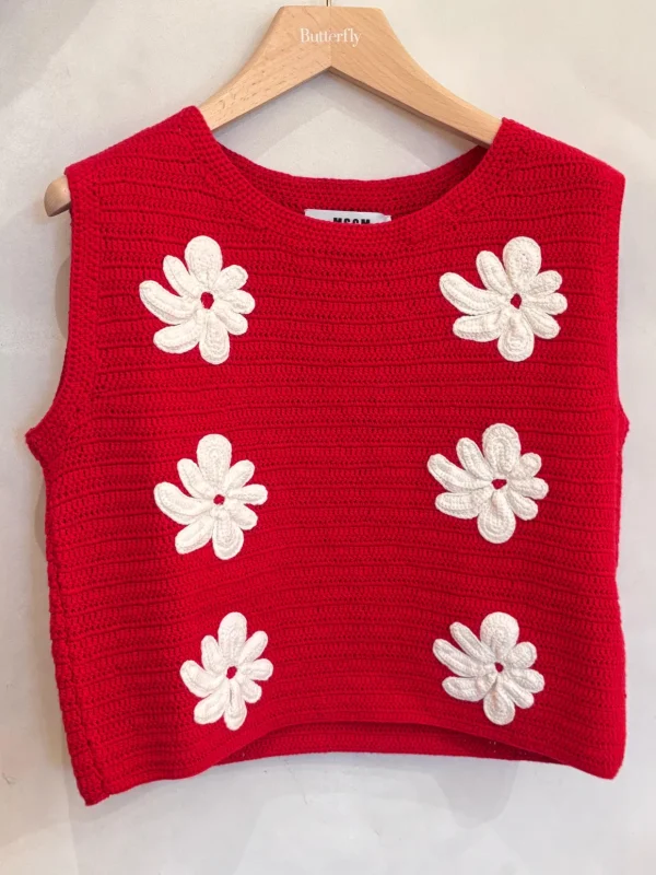 Pull sans manches en maille